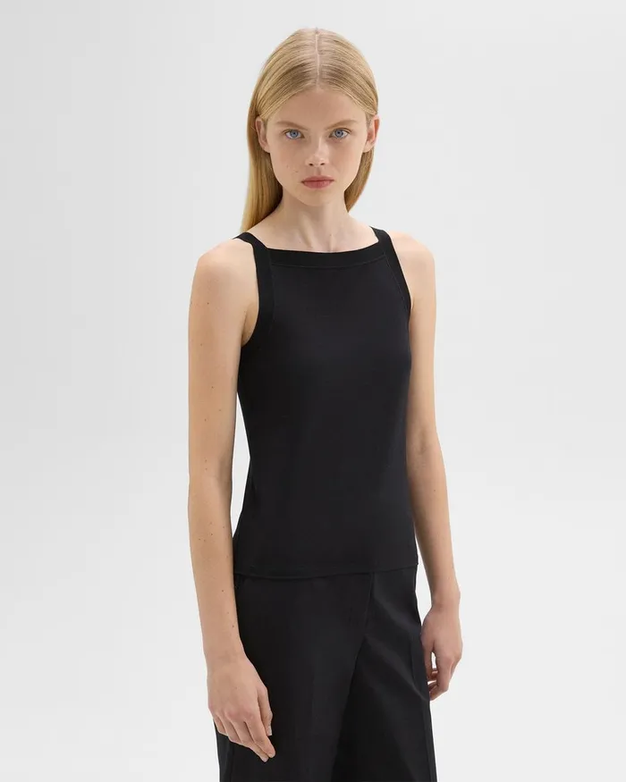 Women Theory TShirts Tank Tops Square Neck Tank In Interlock Knit Black