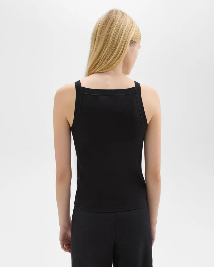Women Theory TShirts Tank Tops Square Neck Tank In Interlock Knit Black