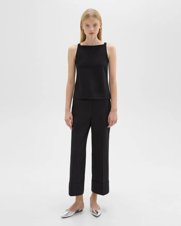 Women Theory TShirts Tank Tops Square Neck Tank In Interlock Knit Black
