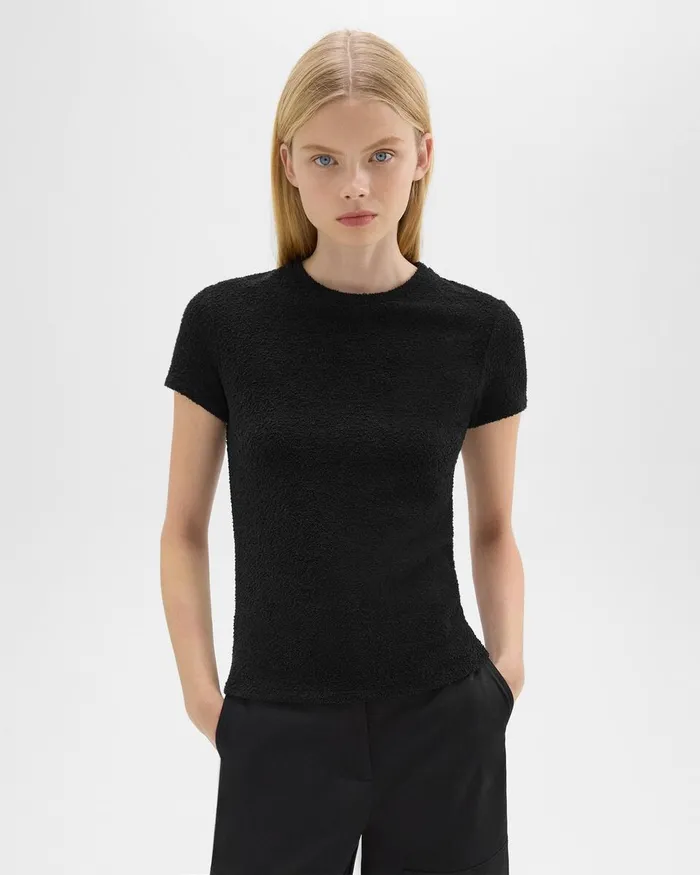 Women Theory TShirts Tank Tops Tiny Tee In Boucleacute Jersey Black