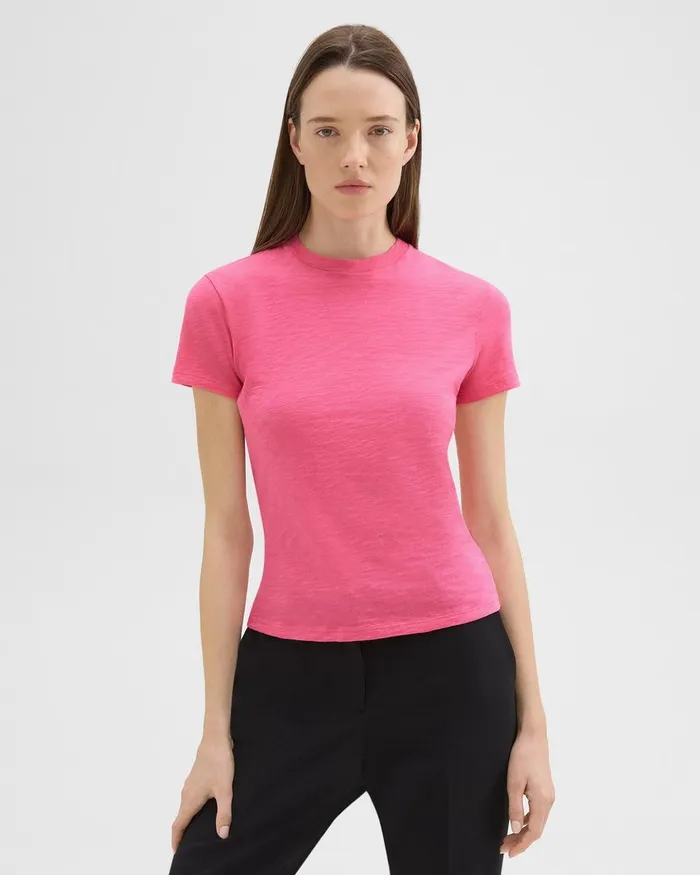 Women Theory TShirts Tank Tops Tiny Tee In Organic Slub Cotton Pink Azalea