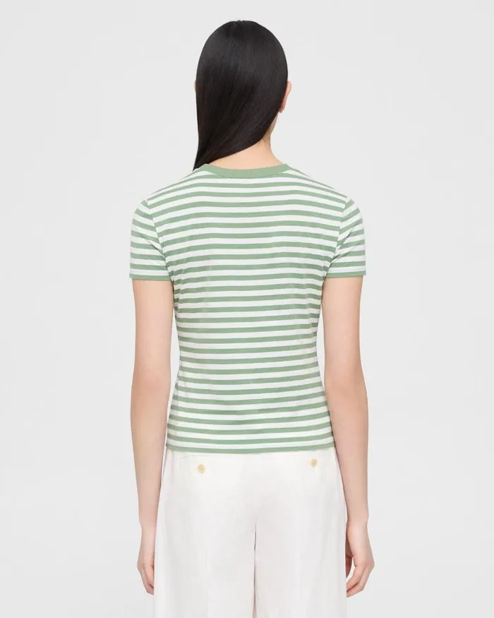 Women Theory TShirts Tank Tops Tiny Tee In Striped Organic Cotton Leaf Multi