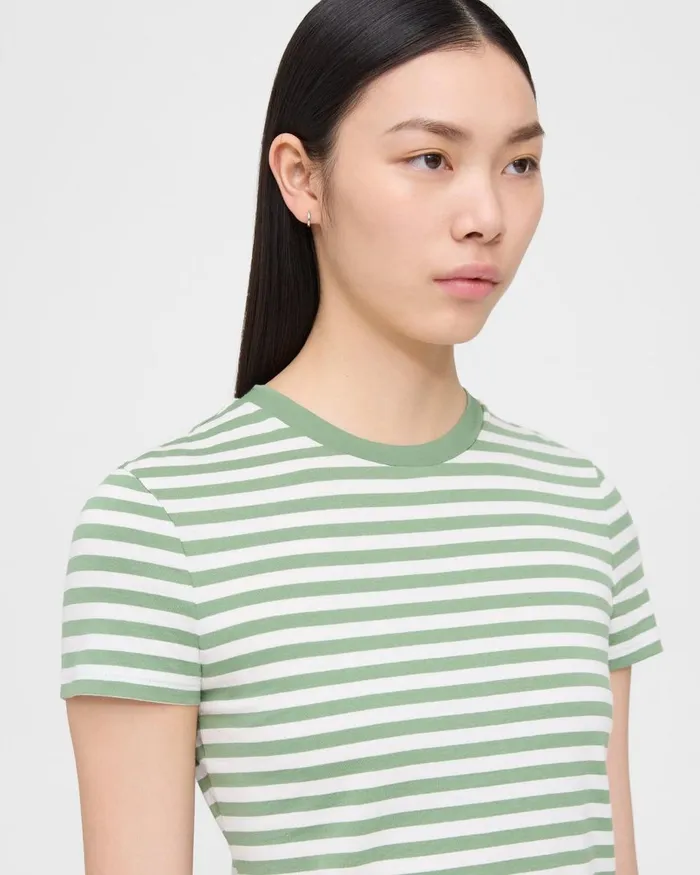 Women Theory TShirts Tank Tops Tiny Tee In Striped Organic Cotton Leaf Multi
