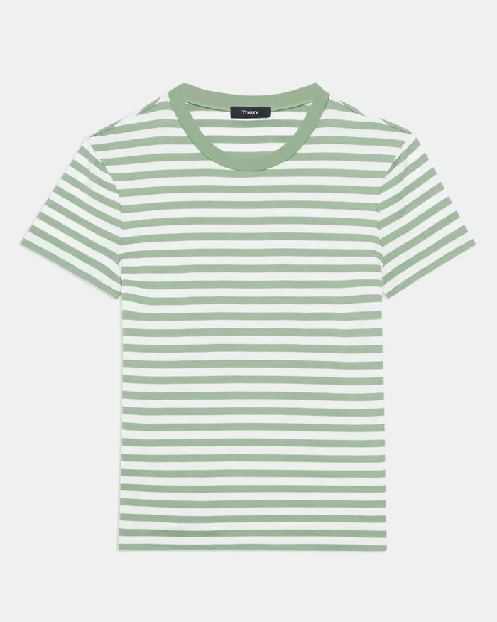Women Theory TShirts Tank Tops Tiny Tee In Striped Organic Cotton Leaf Multi