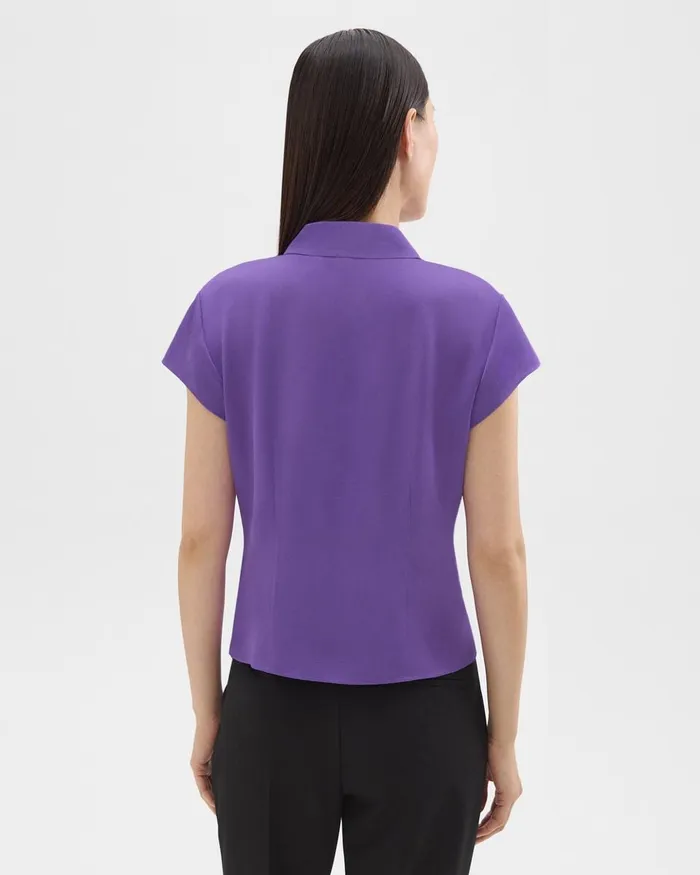 Women Theory Tops Cap Sleeve Shirt In Silk Georgette Bright Peony