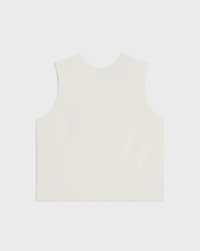 Women Theory Tops Sleeveless Crewneck Top In Admiral Crepe Rice