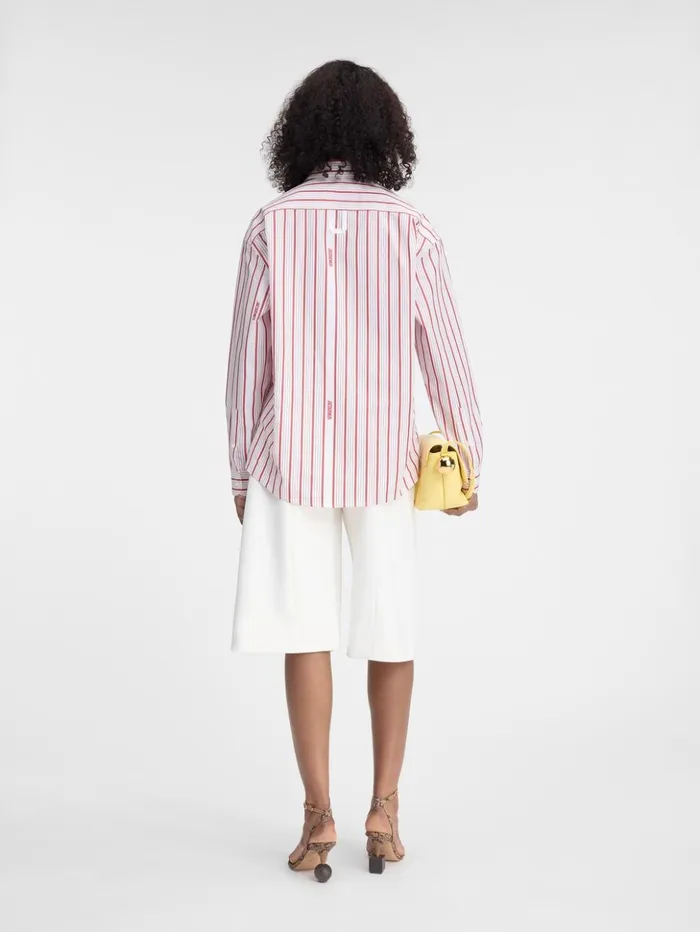 Women Tops and Shirts JACQUEMUS The Simon Shirt Jacquard Business Logo Stripes Red White Women Tops and Shirts JACQUEMUS The Simon Shirt Jacquard Business Logo Stripes Red White
