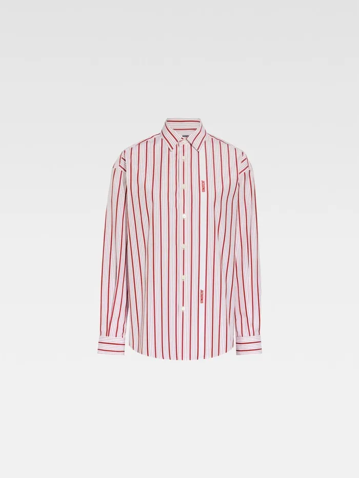Women Tops and Shirts JACQUEMUS The Simon Shirt Jacquard Business Logo Stripes Red White Women Tops and Shirts JACQUEMUS The Simon Shirt Jacquard Business Logo Stripes Red White