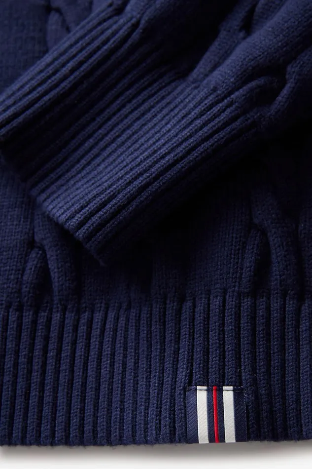 Women Tops and TShirts Fila Baseline Chunky VNeck Sweater 400 Filanavy