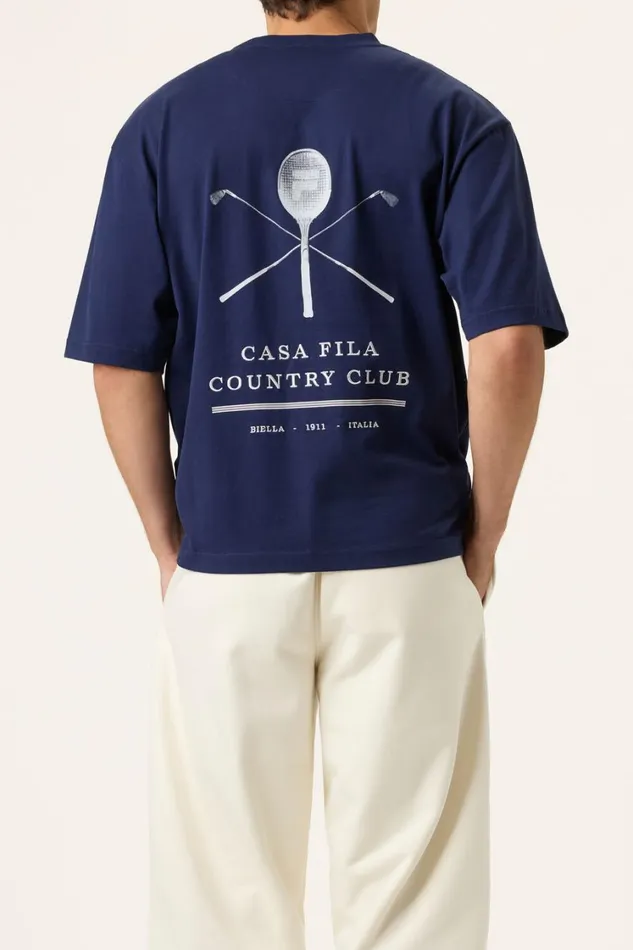 Women Tops and TShirts Fila Country Club Raquet Box Tee 400 Fila Navy