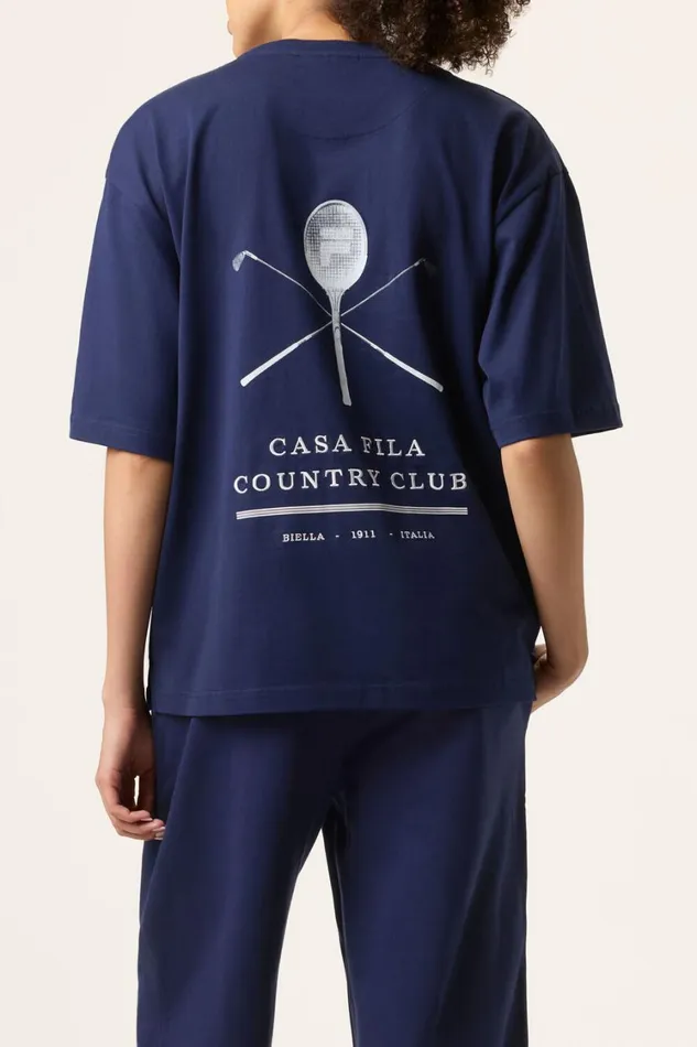 Women Tops and TShirts Fila Country Club Raquet Box Tee 400 Fila Navy