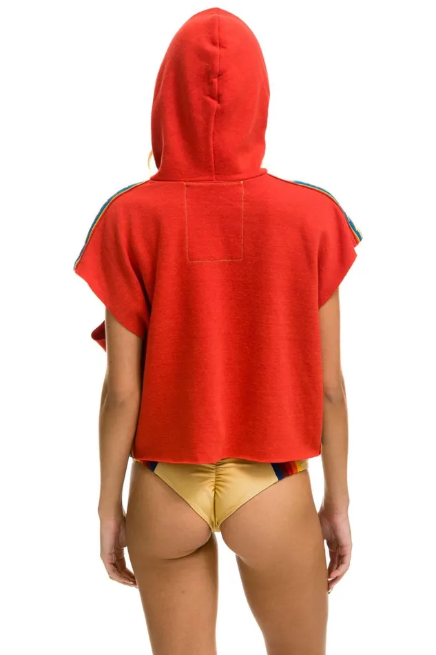 Women Tops Aviator Nation BOLT STRIPE SLEEVELESS RELAXED CROPPED PULLOVER HOODIE 8211 RED Women Tops Aviator Nation BOLT STRIPE SLEEVELESS RELAXED CROPPED PULLOVER HOODIE 8211 RED