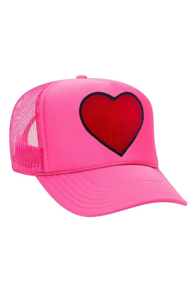 Women Trucker Hats Aviator Nation HEART 8211 VINTAGE LOW RISE TRUCKER