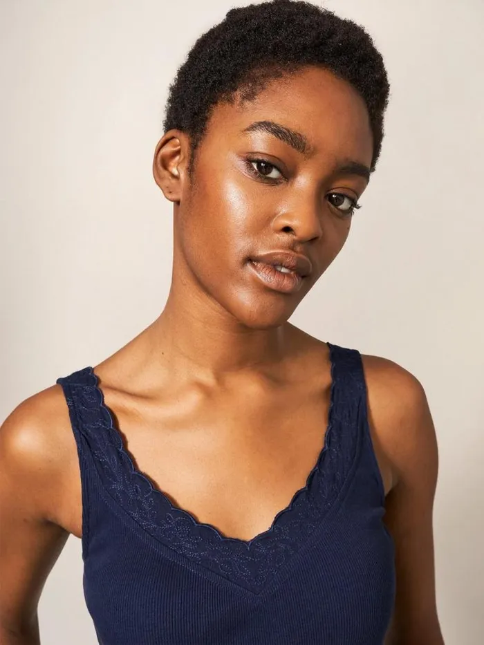 Women V NECK SEABREEZE VEST French Navy White Stuff Tops and Tees
