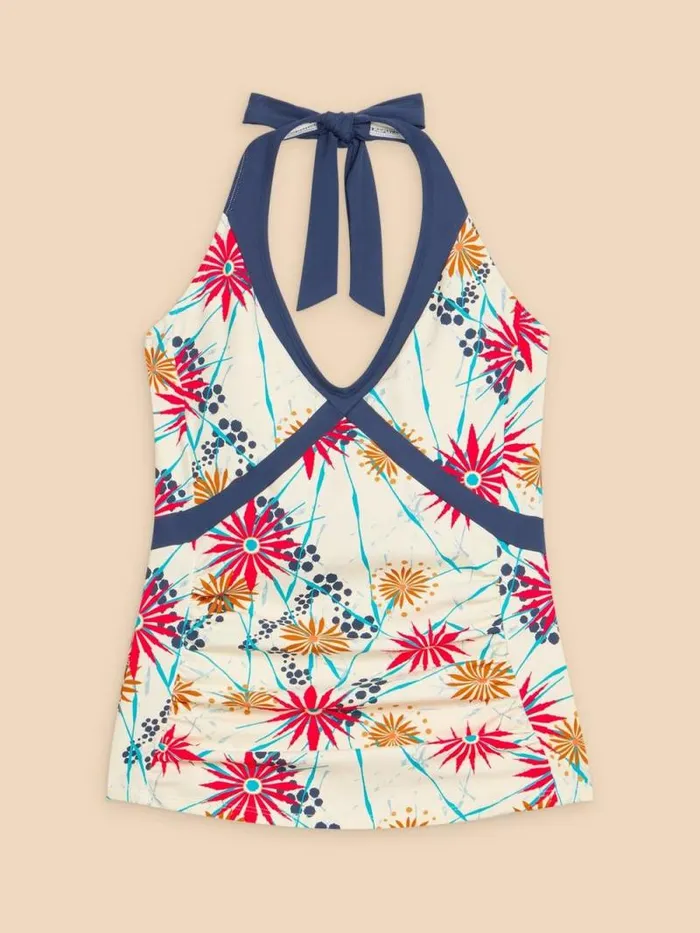 Women Valley Tummy Control Tankini Top Ivory Multi White Stuff Swimwear