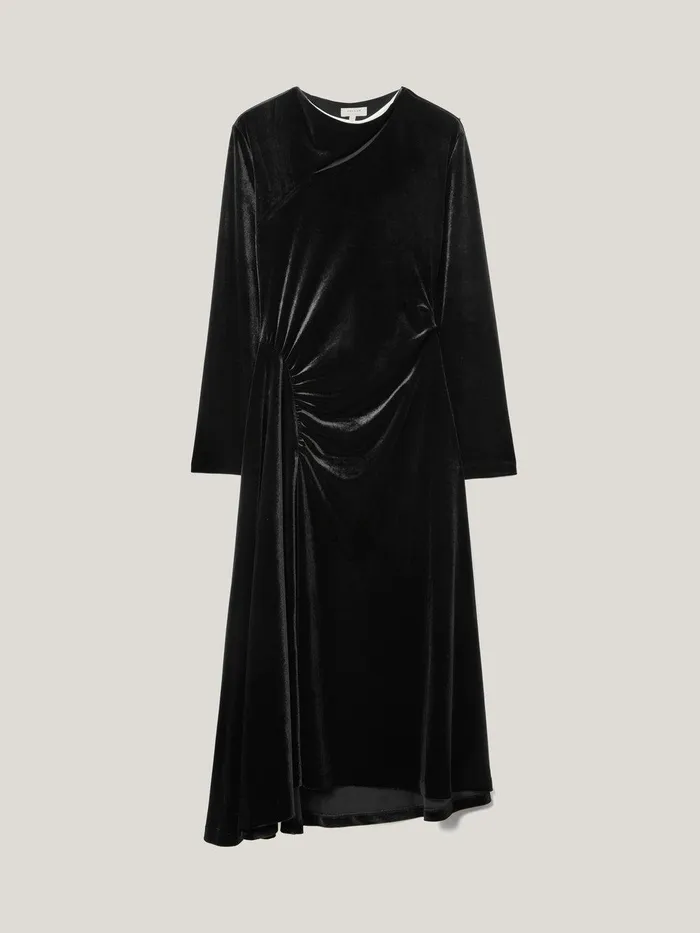 Women Velvet Ruched Dress Black Jigsaw Party