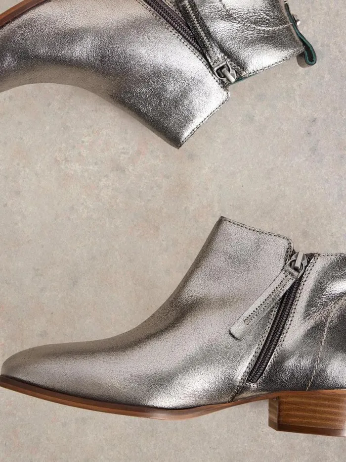 Women Willow Leather Ankle Boot Pewter Metallic White Stuff Boots Women Willow Leather Ankle Boot Pewter Metallic White Stuff Boots