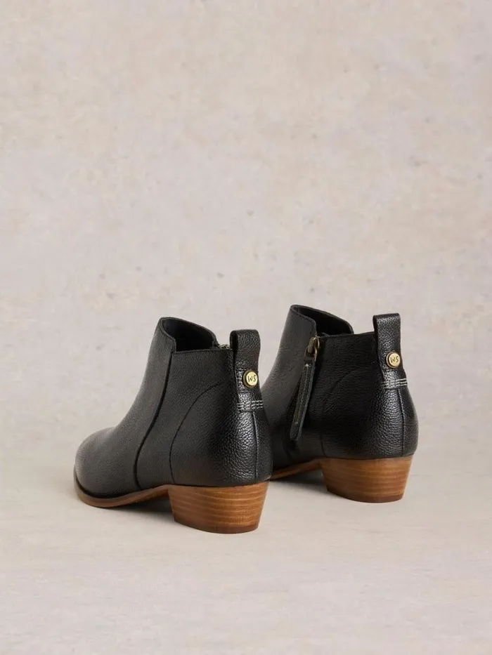 Women Willow Leather Ankle Boot Pure Black White Stuff Boots Women Willow Leather Ankle Boot Pure Black White Stuff Boots