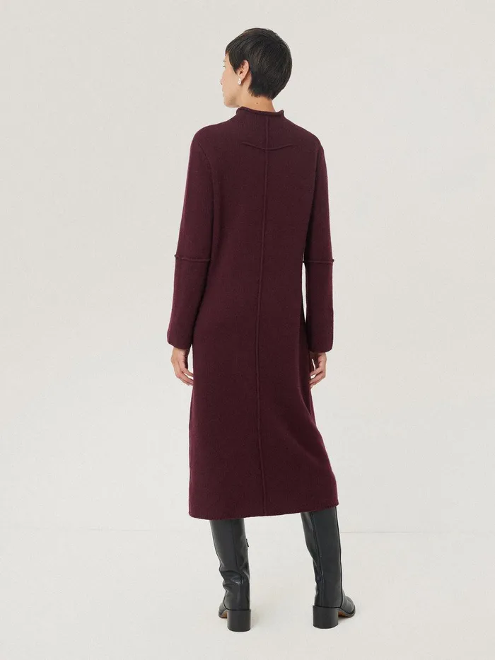 Women Wool Cashmere Blend Dress Burgundy Jigsaw Knitwear and Cashmere