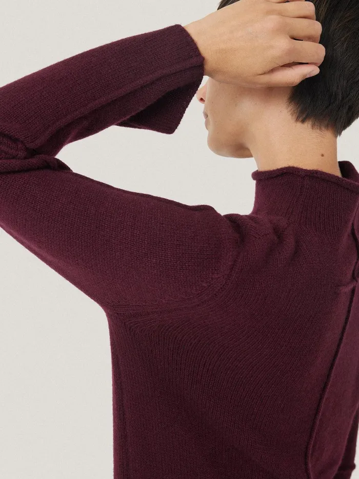 Women Wool Cashmere Blend Dress Burgundy Jigsaw Knitwear and Cashmere
