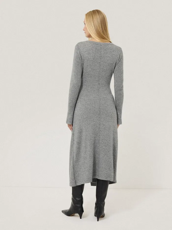 Women Wool Cashmere Blend Knot Dress Grey Jigsaw Knitwear and Cashmere