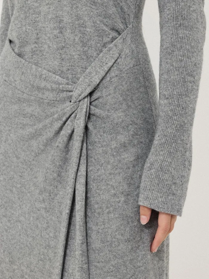 Women Wool Cashmere Blend Knot Dress Grey Jigsaw Knitwear and Cashmere