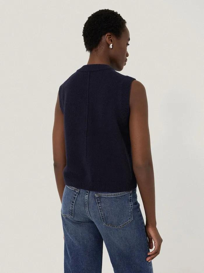 Women Wool Cashmere Blend Waistcoat Navy Jigsaw Knitwear and Cashmere