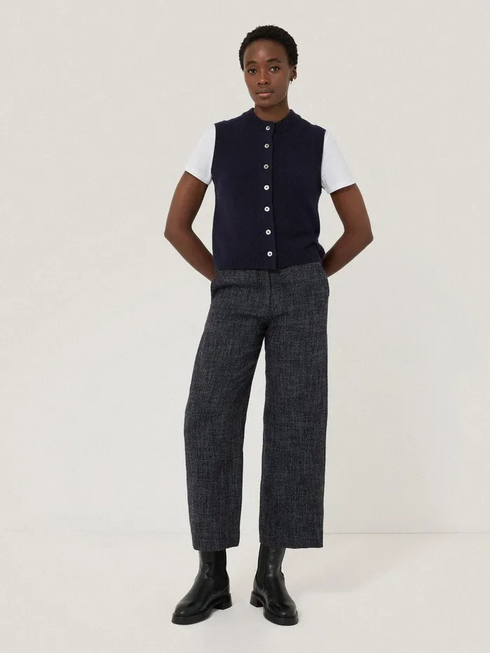 Women Wool Cashmere Blend Waistcoat Navy Jigsaw Knitwear and Cashmere