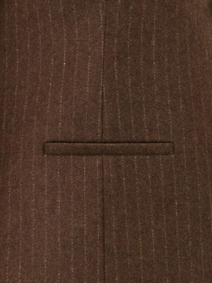 Women Wool Pinstripe Waistcoat Brown Jigsaw Coats and Jackets