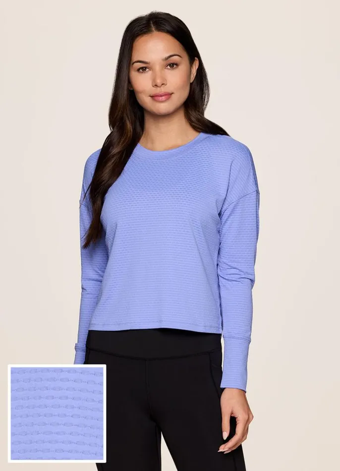 Women Work It Out Mesh Top Periwinkle RBX Active Long Sleeve