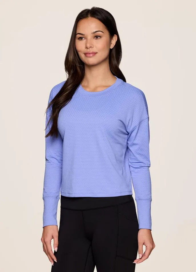 Women Work It Out Mesh Top Periwinkle RBX Active Long Sleeve