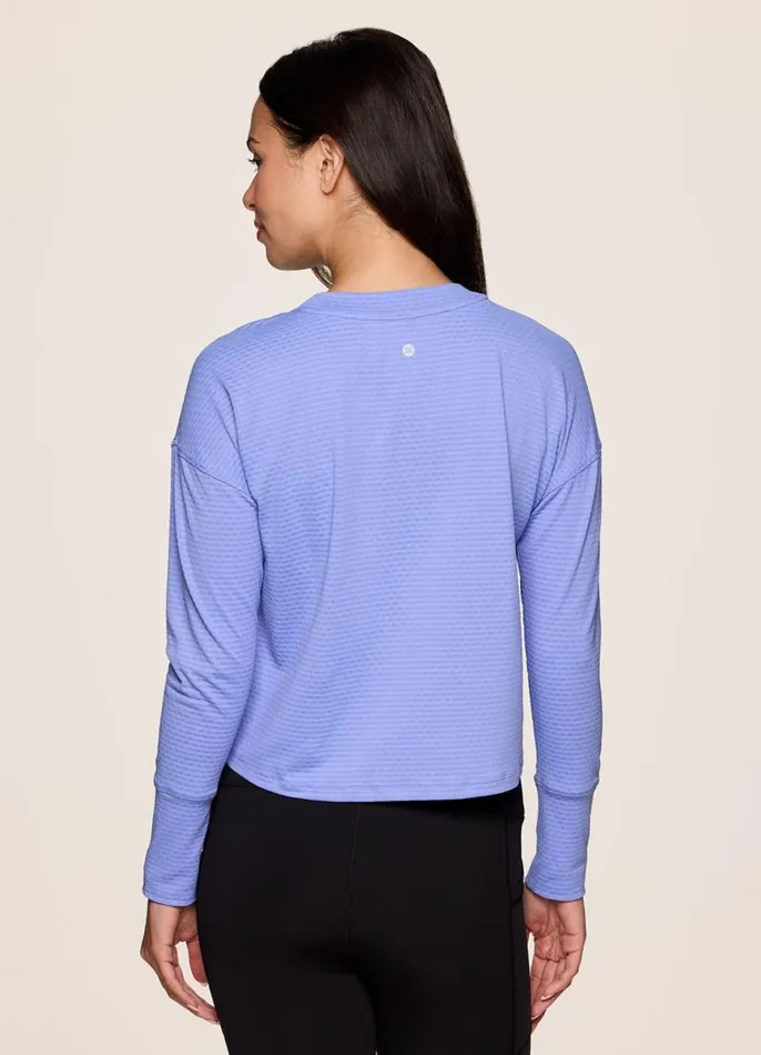 Women Work It Out Mesh Top Periwinkle RBX Active Long Sleeve