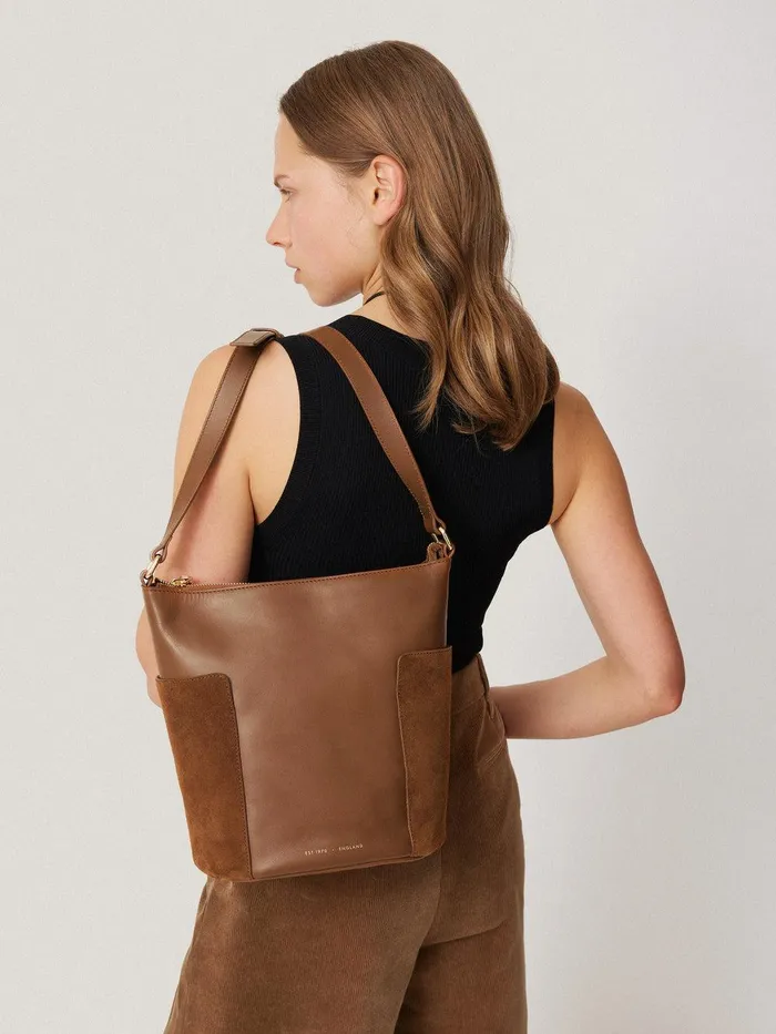 Women York Slouchy Bucket Bag Tan Jigsaw Wallets and Card Holders