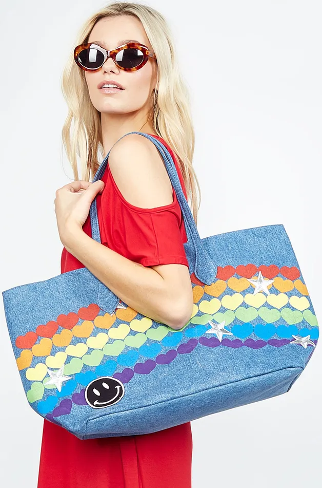 X Exclusive X Jackie Rainbow Heart Hada Mada Denim Women039s Lauren Moshi Bags