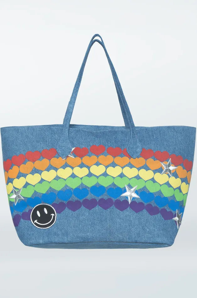 X Exclusive X Jackie Rainbow Heart Hada Mada Denim Women039s Lauren Moshi Bags