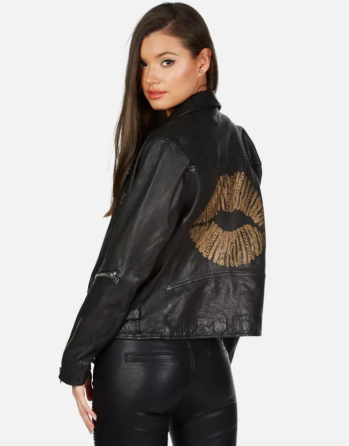 X Posey X Gold Chain Kiss Black Women039s Lauren Moshi Jackets