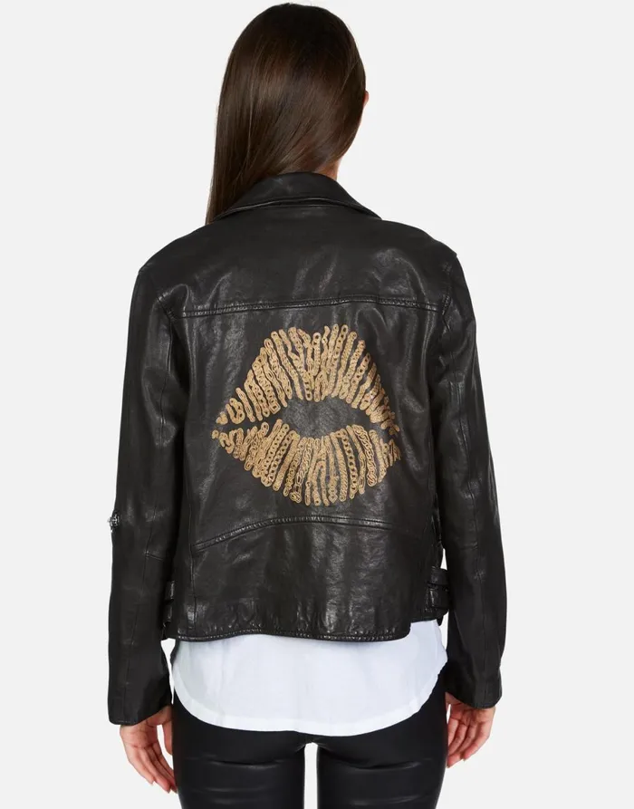 X Posey X Gold Chain Kiss Black Women039s Lauren Moshi Jackets