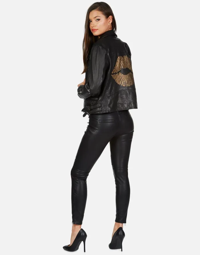 X Posey X Gold Chain Kiss Black Women039s Lauren Moshi Jackets